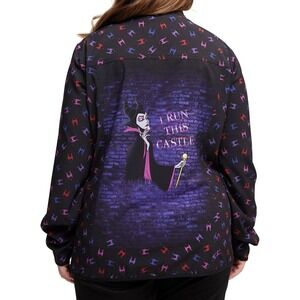 Maleficent Women's Size S Disney Villains Scrub Jacket with Pockets Zipper NWT